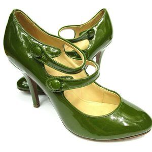 J. Crew Mona Pumps Heels Olive Green Mary Jane 6